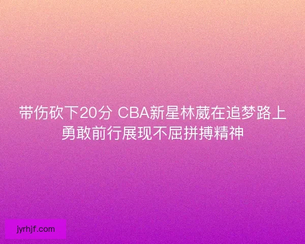 带伤砍下20分 CBA新星林葳在追梦路上勇敢前行展现不屈拼搏精神 带伤砍下20分 CBA新星林葳在追梦路上勇敢前行展现不屈拼搏精神